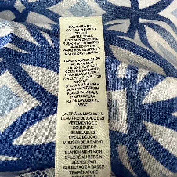 Chico's 3 Maxi Dress XL Blue White‎ Sleeveless Geo Print Jersey Knit Slit V-Neck - Picture 10 of 12